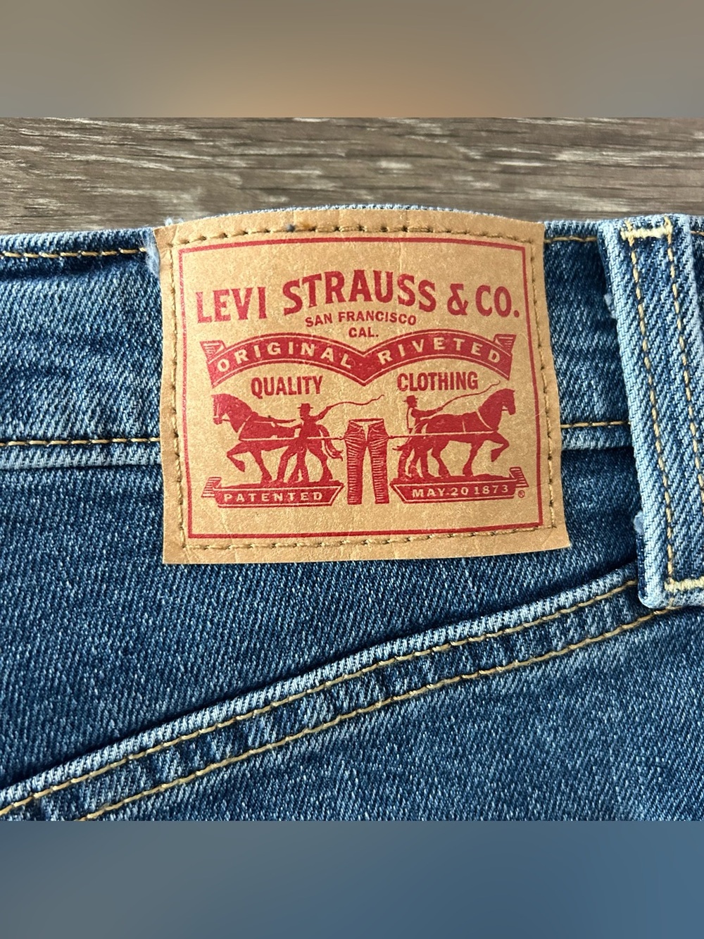 Levis Jeans 26 Ribcage Straight Ankle High Rise Button Fly Blue Denim Stretch - Picture 8 of 13